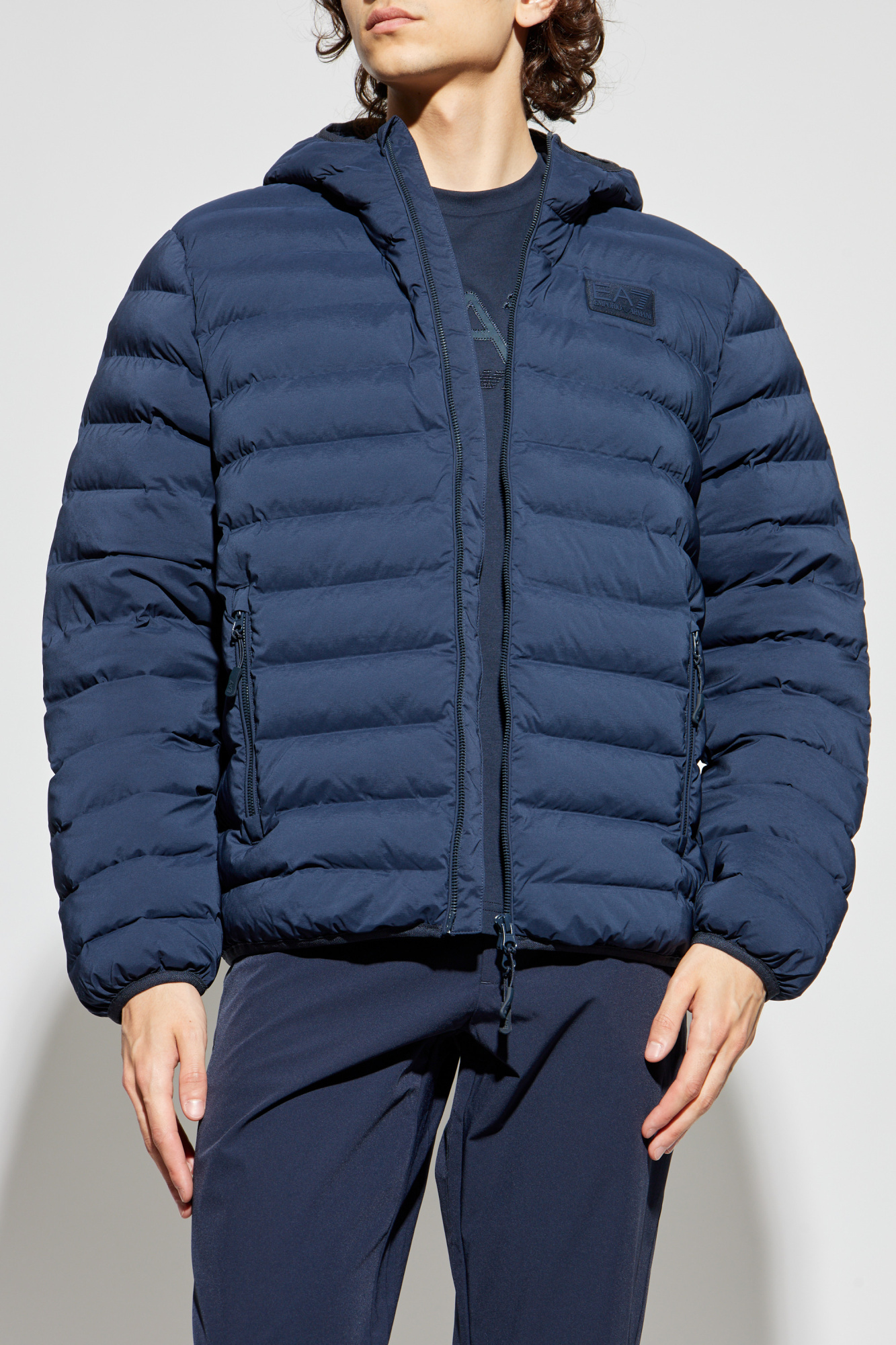 EMPORIO ARMANI ネイビー フード付きダウンジャケット EMPORIO ARMANI EA8 KING SIZE 大きいサイズのエンポリオ